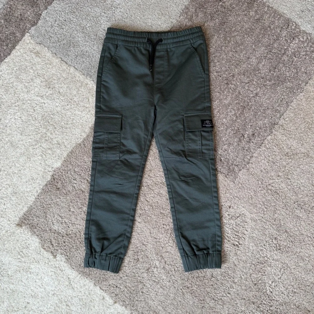 Tony Hawk Boys Cargo Pants Dark Olive Green Elastic Waist Size M 5/6